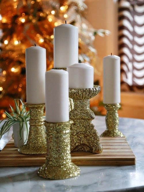 Gold Glitter Candles
