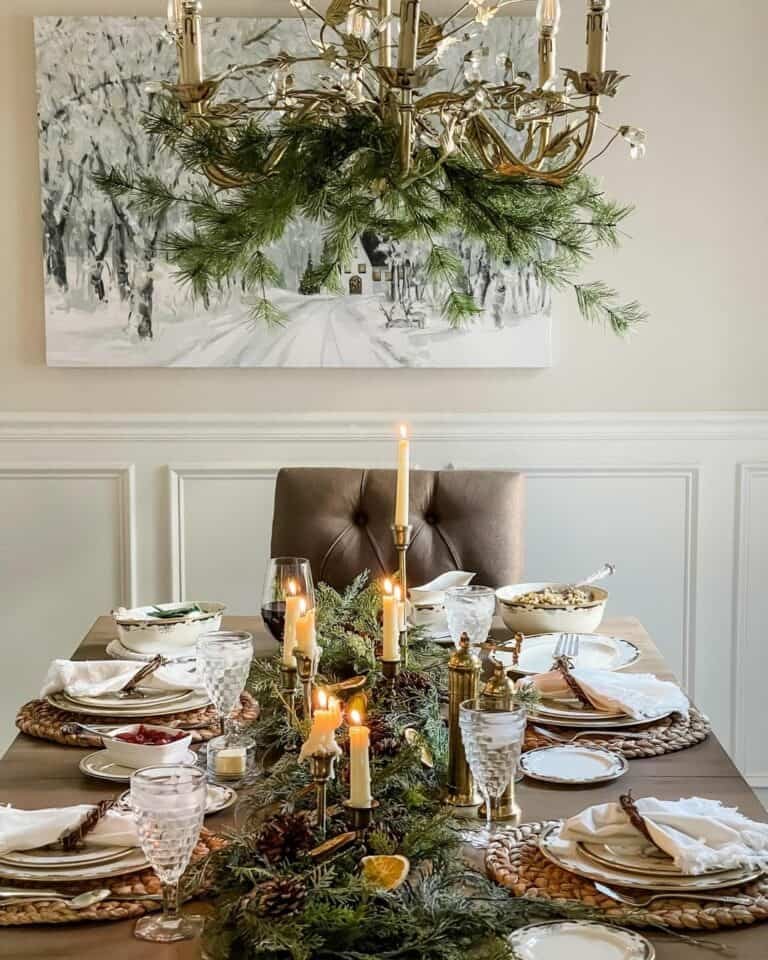 Gold Pine Chandelier