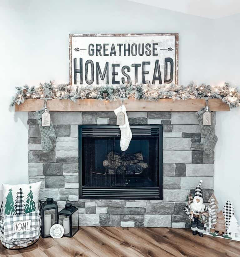 Gray Stone Fireplace