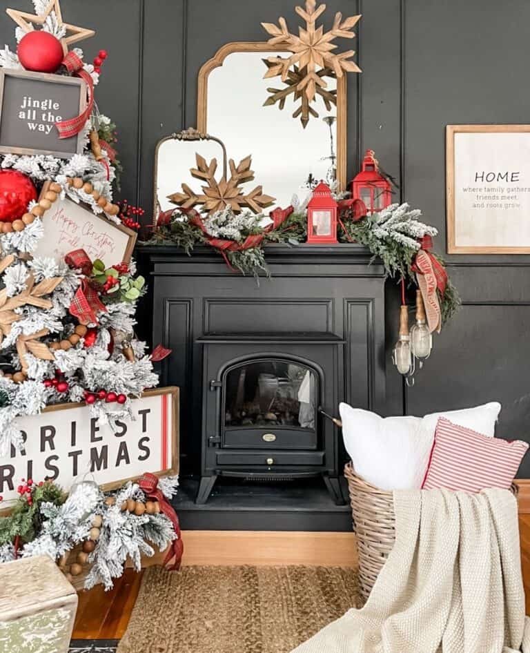 Gray Wall Red Accents
