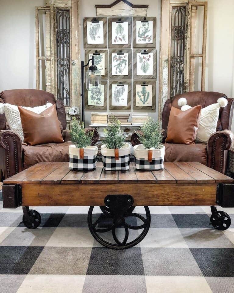 Industrial Cart Centerpieces