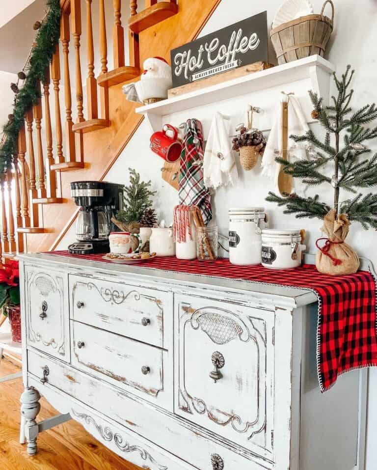 Plaid Holiday Beverage Station