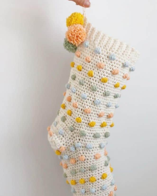 Polka Dot Crochet Stocking