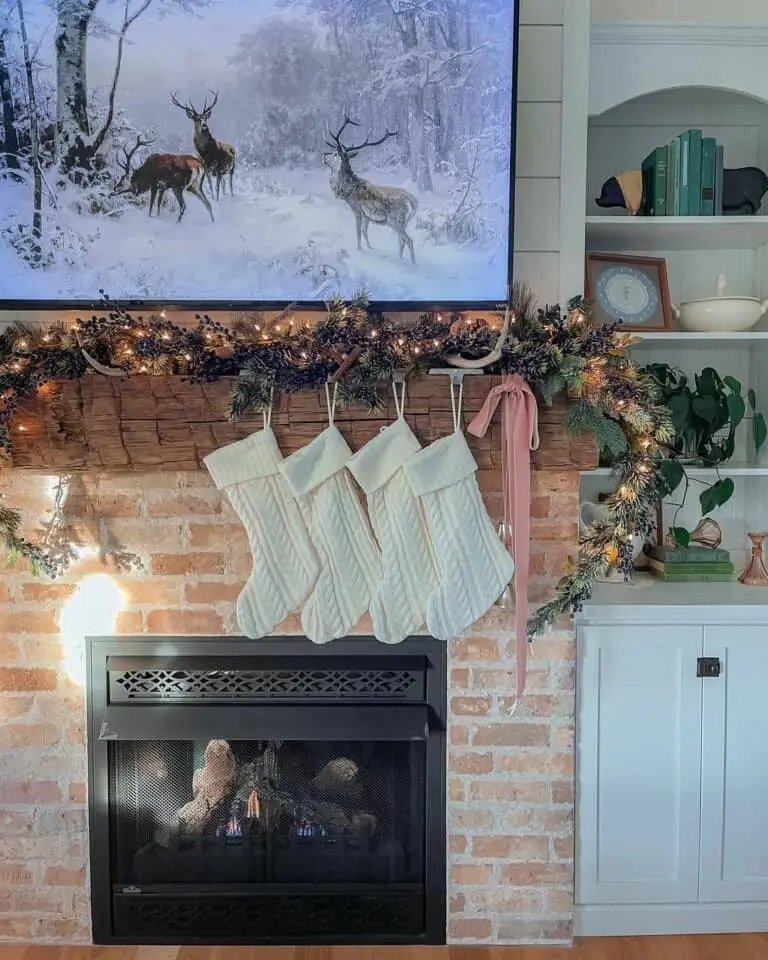 Red Brick Fireplace Garland