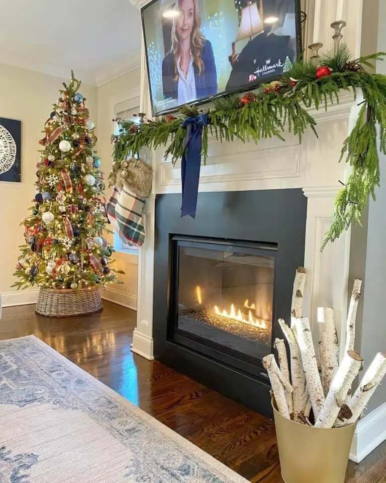 Red Gold Plaid Tree