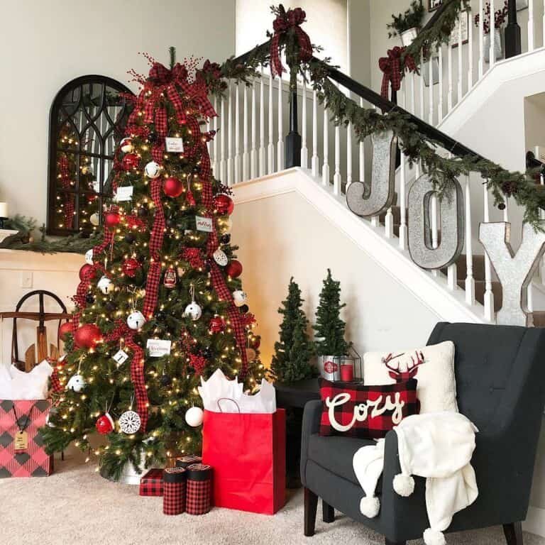 Red Plaid Staircase