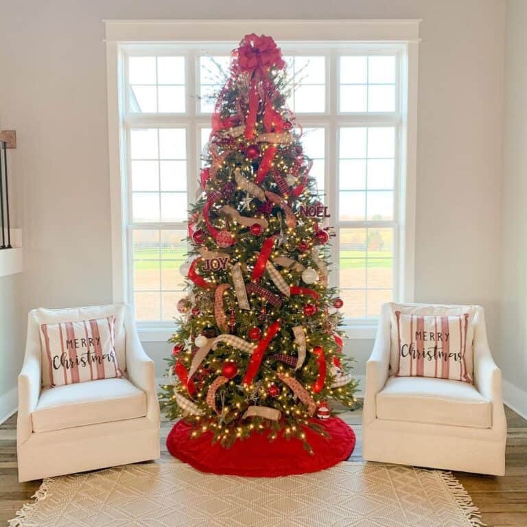 Red Tree White Chairs