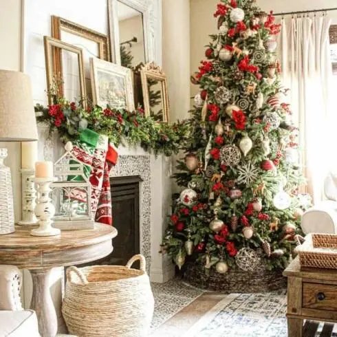 Red White Plaid Ornaments