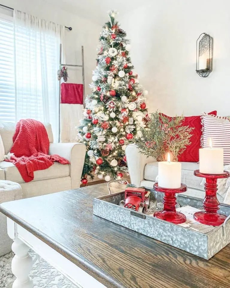 Red White Silver Baubles