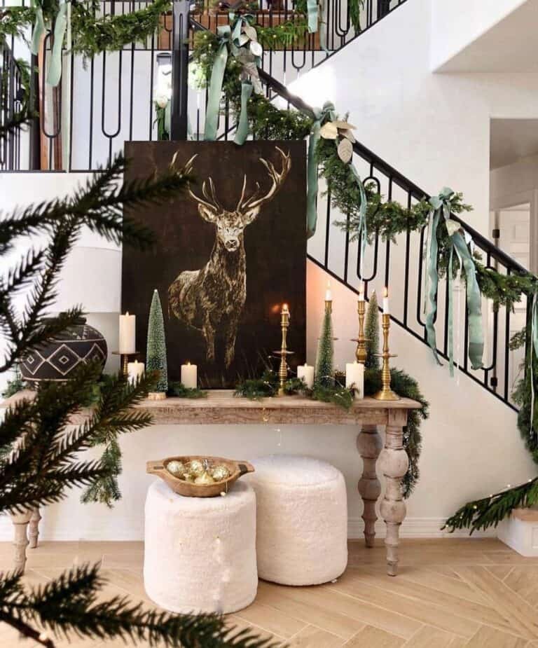 Stair Garland Bows