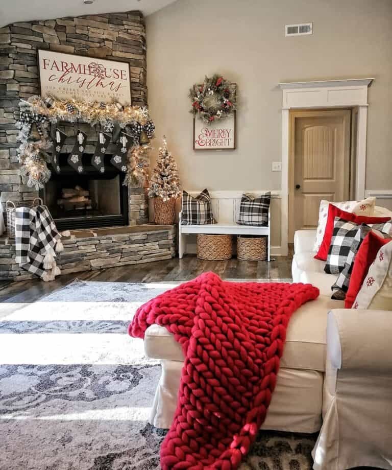 Stone Fireplace Christmas