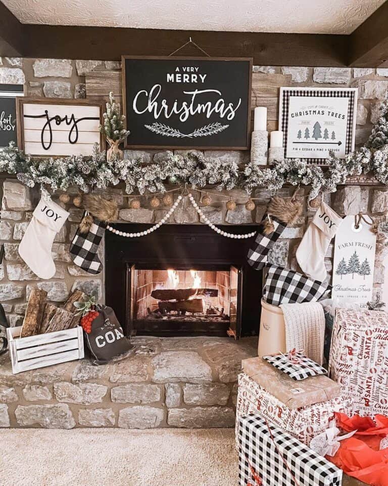 Stone Fireplace Stockings