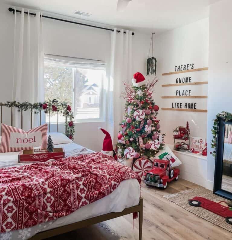 White Bedspread Red Blanket