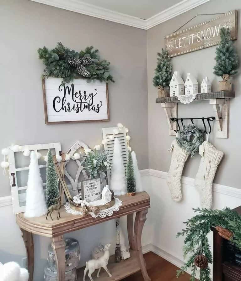 White Console Christmas Display