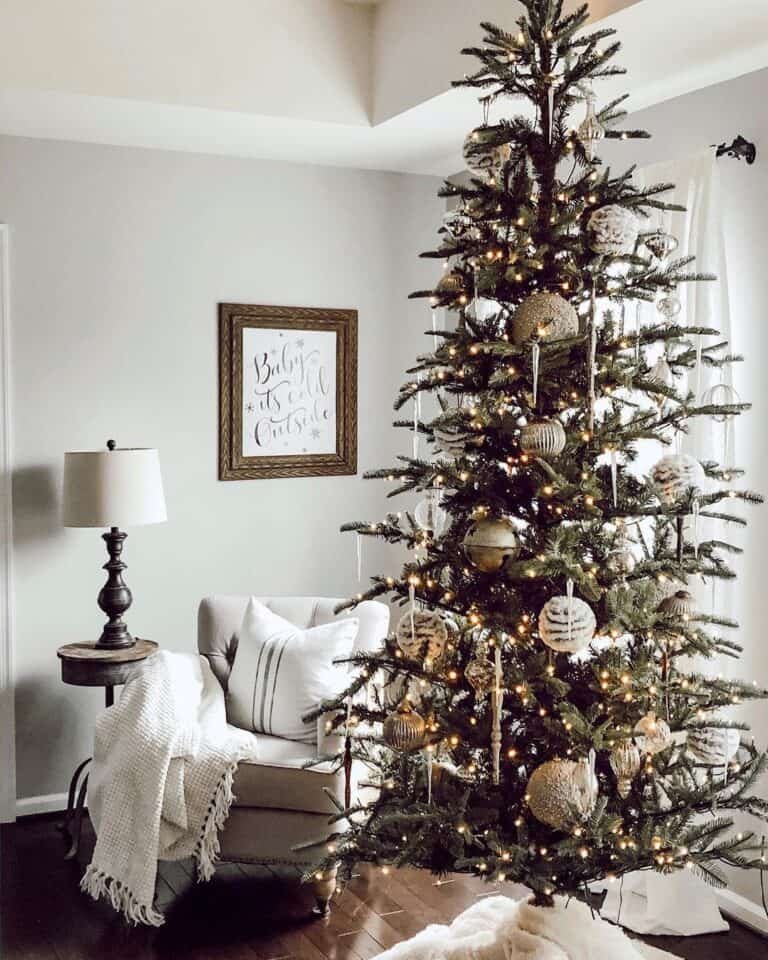 White Gold Tree Ornaments