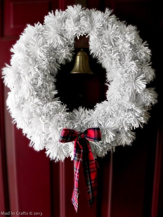 White Pom Pom Wreath