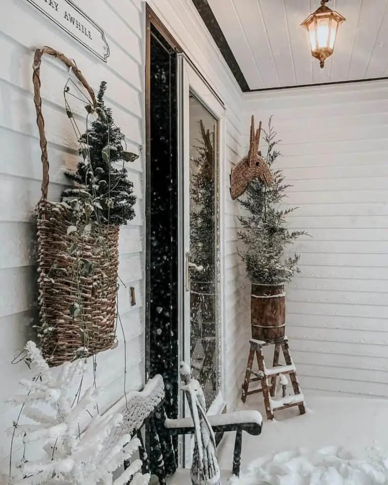 White Porch Hanging Basket