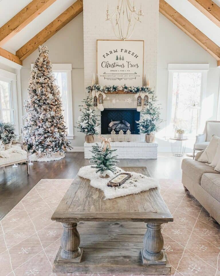 White Sheepskin Centerpiece