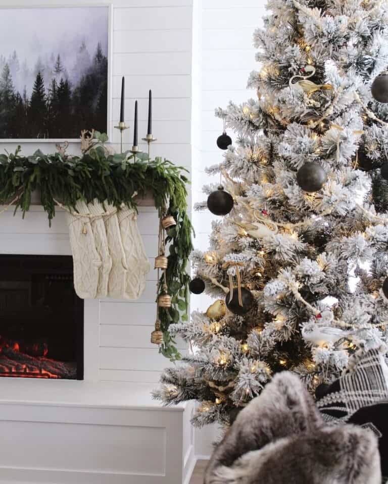 White Shiplap Fireplace