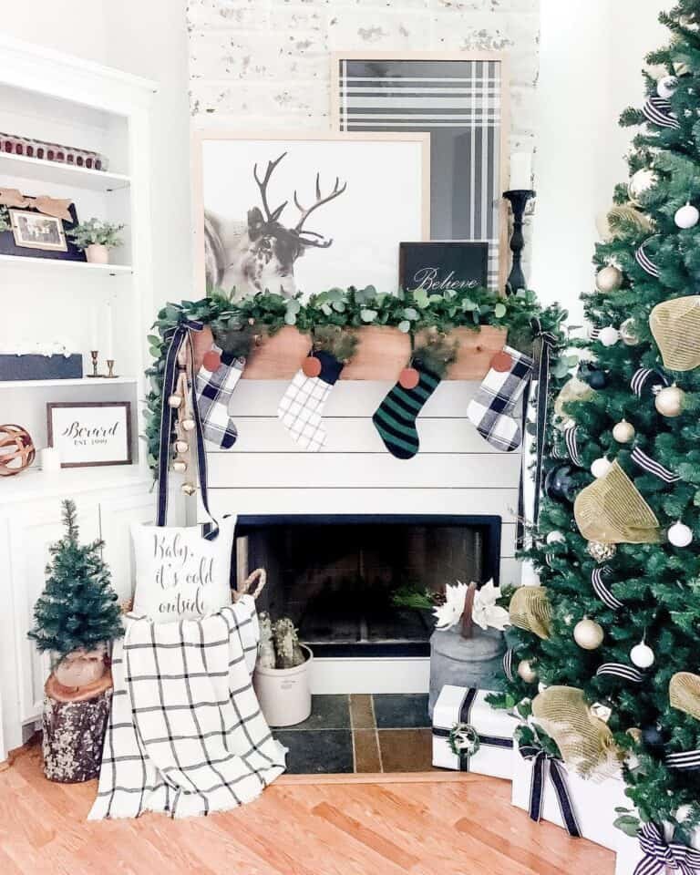 White Shiplap Mantel