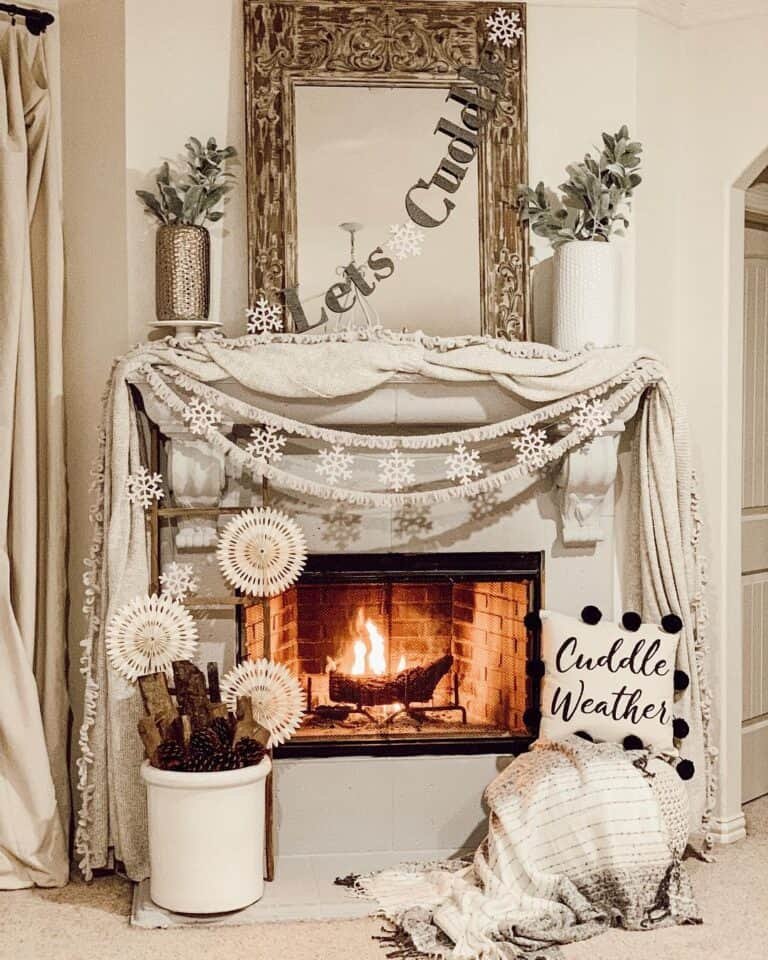 White Snowflake Mantel Display