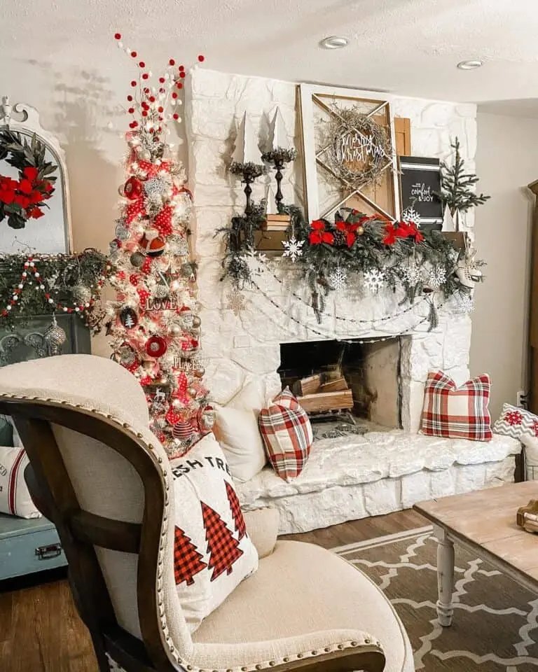 White Stone Fireplace