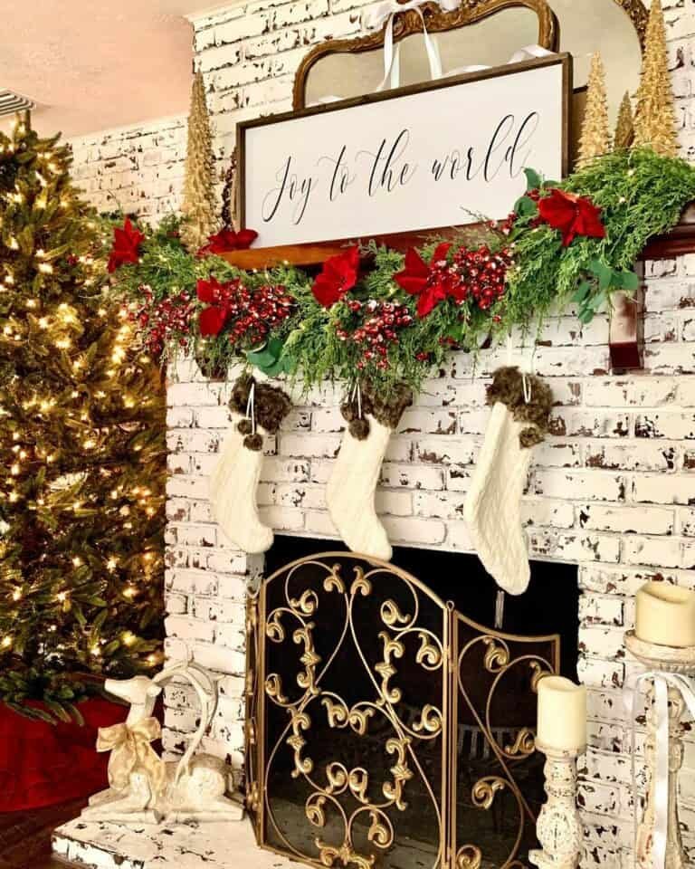 Whitewashed Brick Mantel