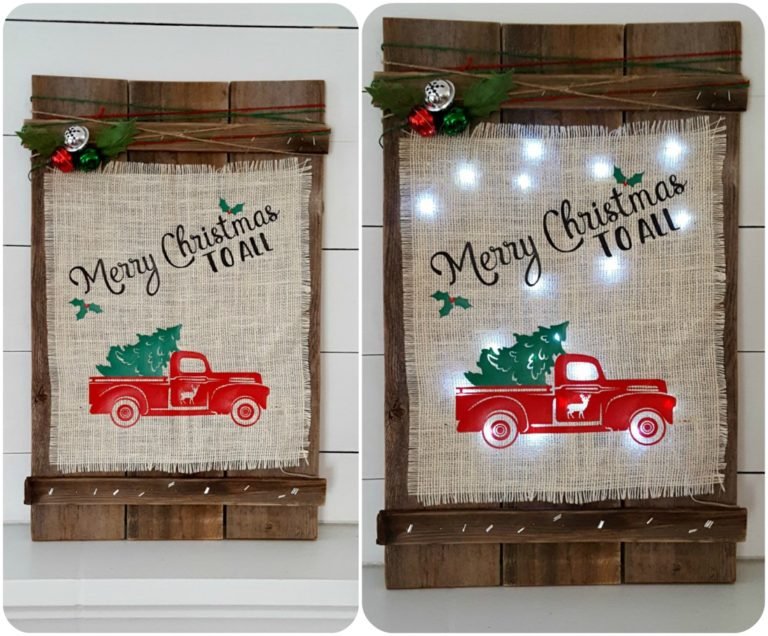 Wood Burlap Sign