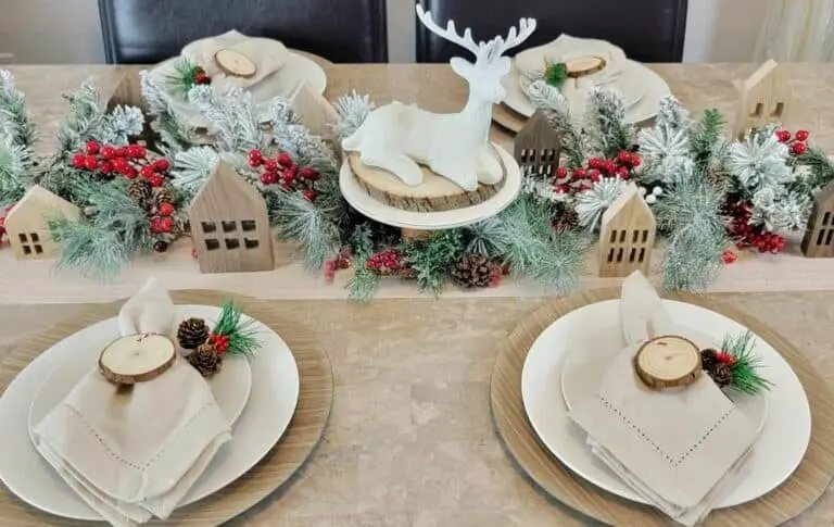 Wooden Village Centerpiece