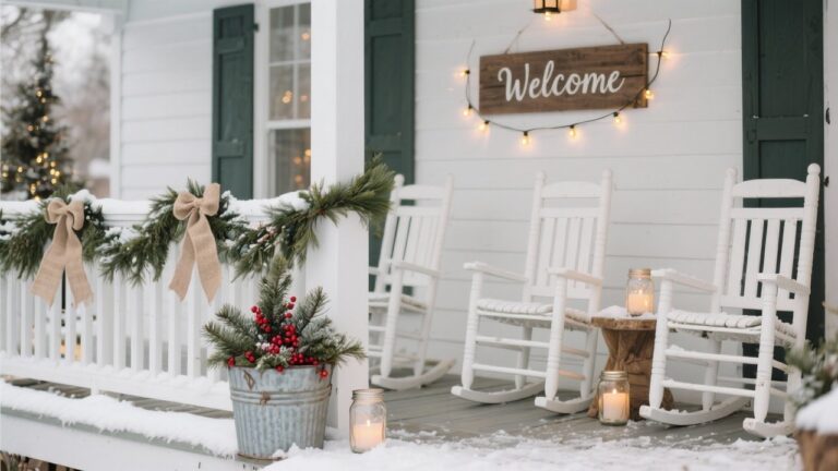 17 Cozy Farmhouse Christmas Porch Decorating Ideas