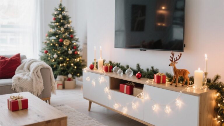 19 Festive Christmas TV Stand Decorating Ideas for Cozy Holiday Movie Nights