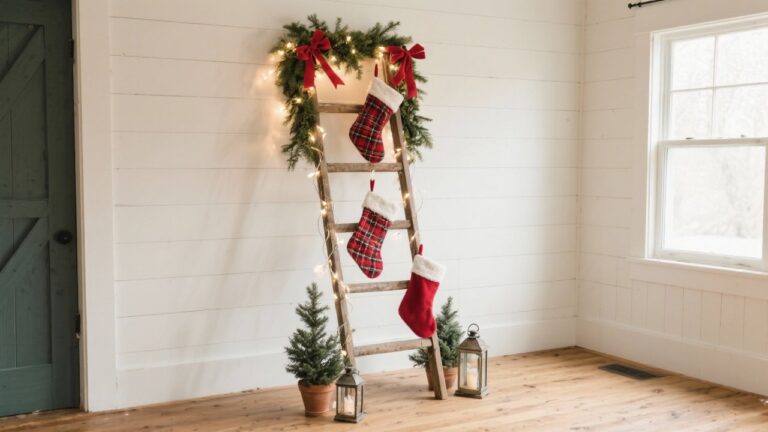 26 Christmas Farmhouse Ladder Decorating Ideas That Will Transform Your Home