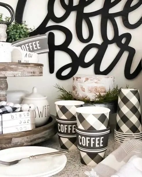 Buffalo Plaid Coffee Bar