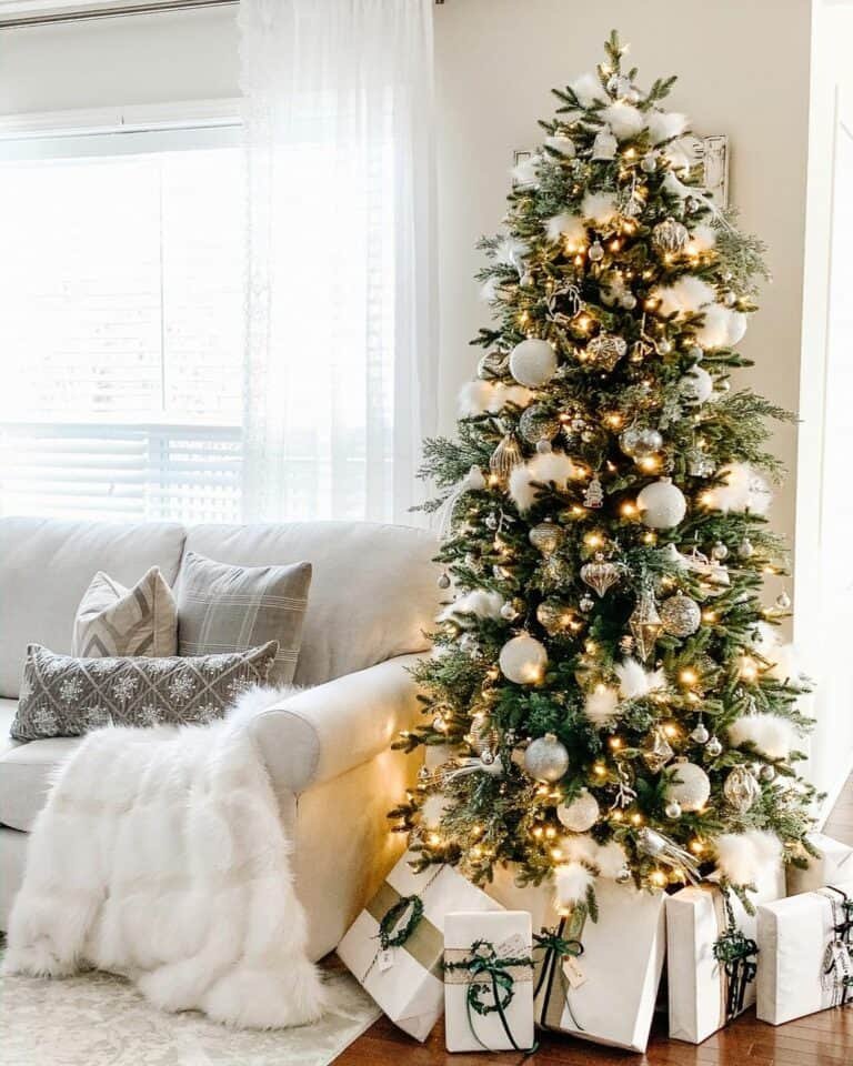 Gray White Christmas Throw