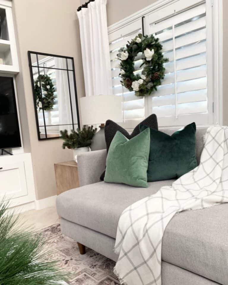 Green Pillows White Blanket