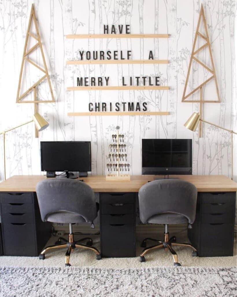Minimalist Office Christmas Walls