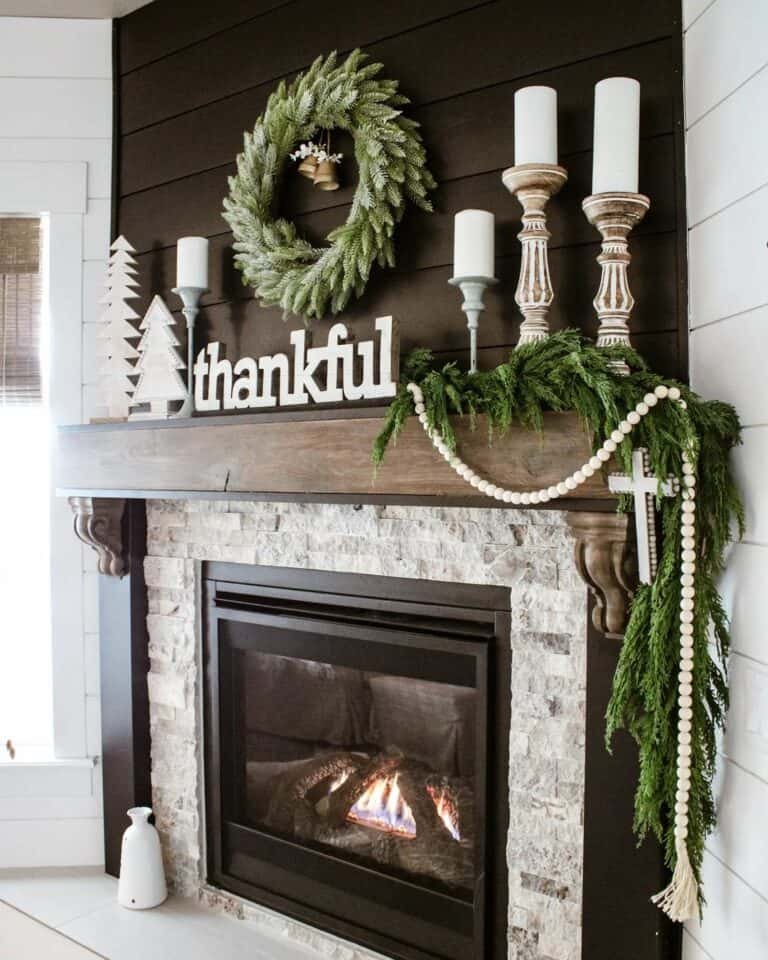 Black Shiplap Mantel