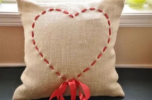 Burlap Heart Pillow