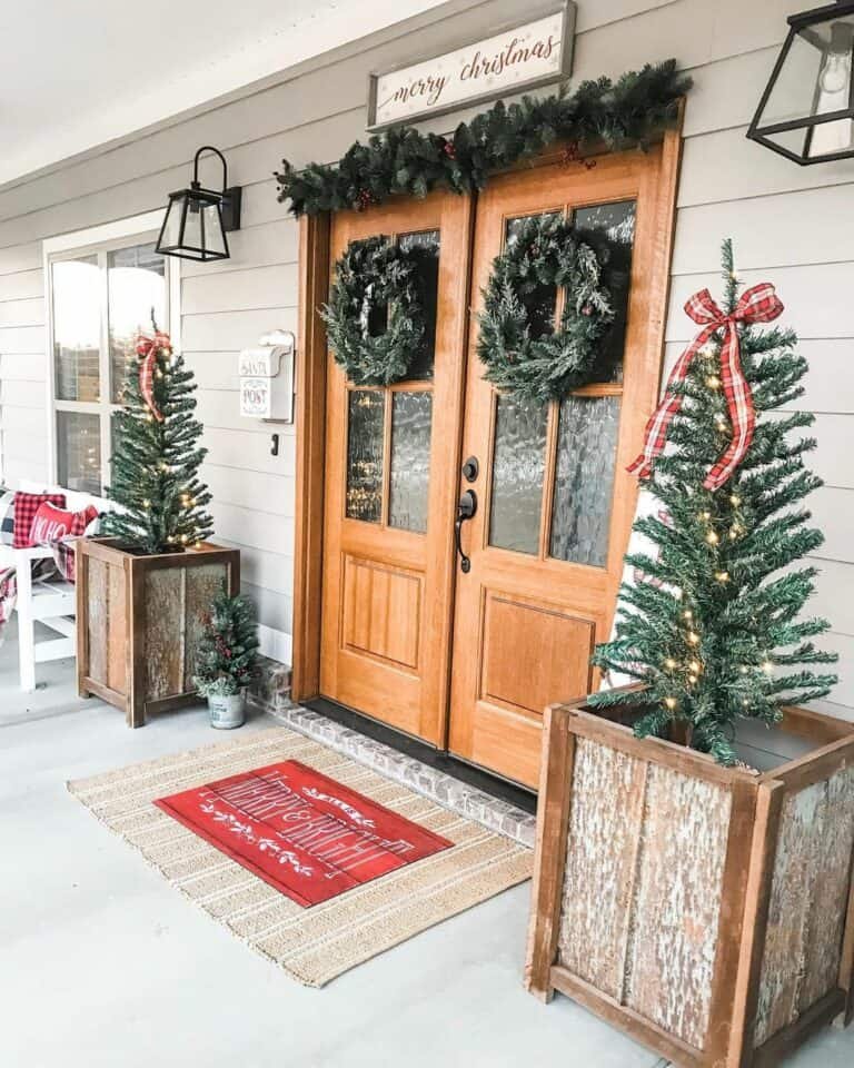 Double Door Pine Wreaths