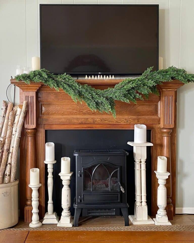 Green Garland Mantel