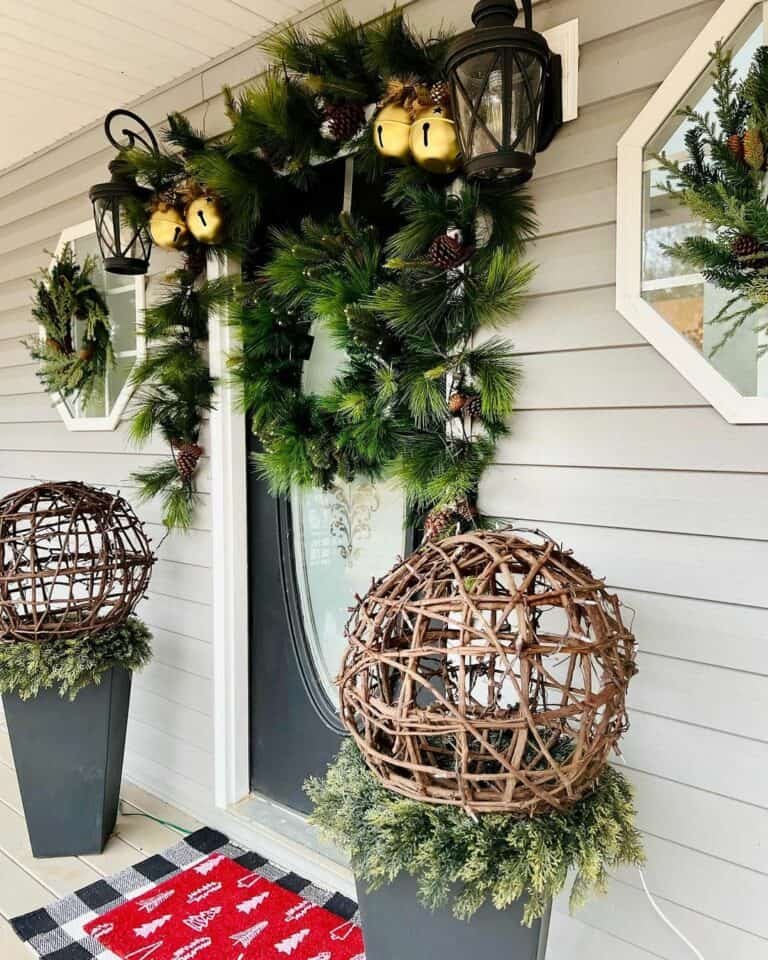 Green Wreath Black Door