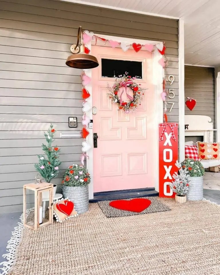 Pink Door Valentine Porch