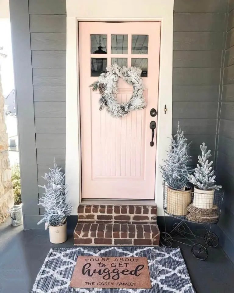 Pink Door White Wreath