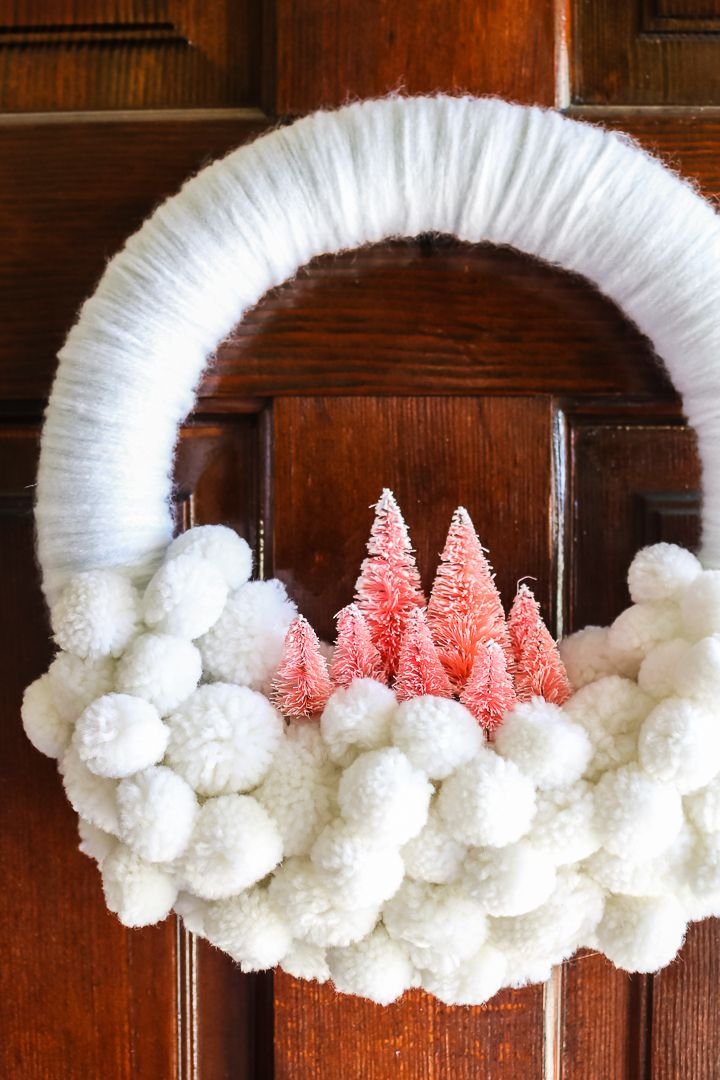 Pink Pompom Wreath