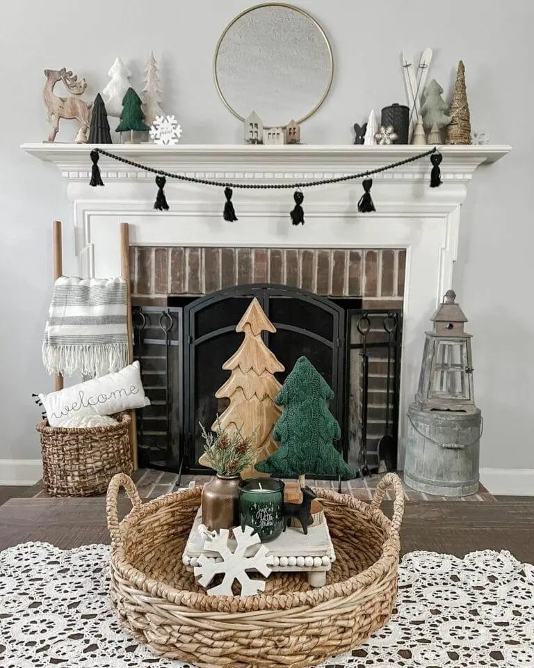 Tree-Themed Mantel