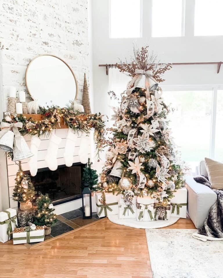 White Winter Fireplace