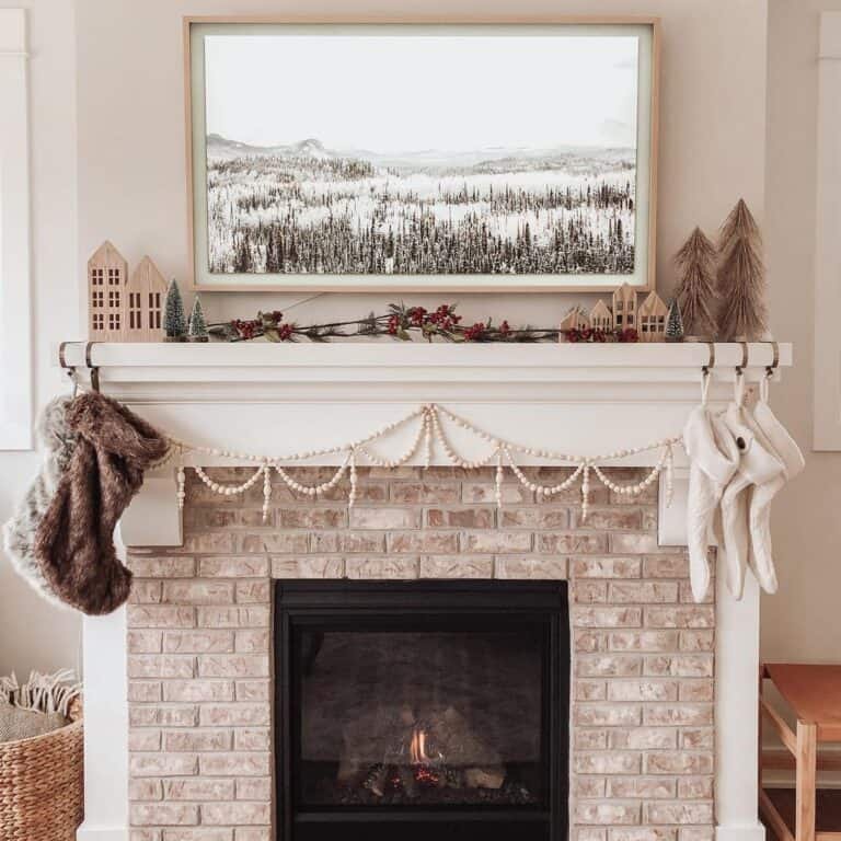 Whitewashed Brick Mantel