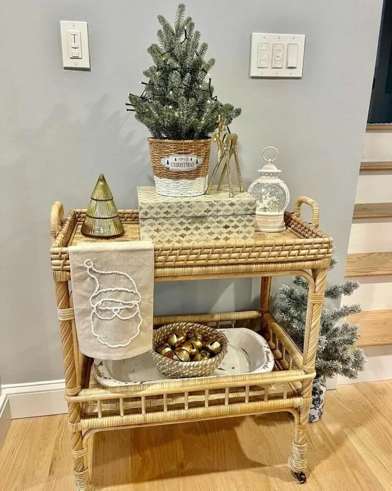 Wicker Bar Cart