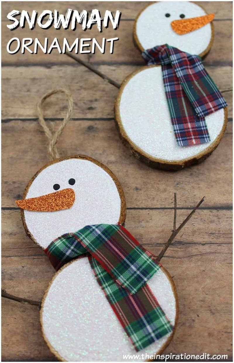 Wood Slice Snowman