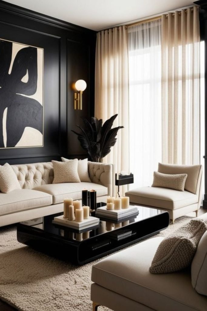 Beige Walls Black Furniture